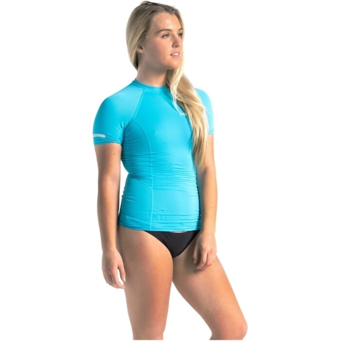 2024 C-Skins Womens UV Skins Basics Short Sleeve Rash Vest C-LYSSWC - Ocean Blue / White